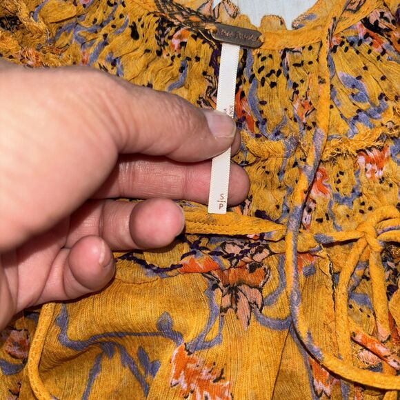 Free people size small oversized tunic top/blouse sheer Bohemian hippie summer - Picture 6 of 6